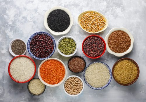 Superfoods, seeds and grains for vegan and vegetarian eating. Cl